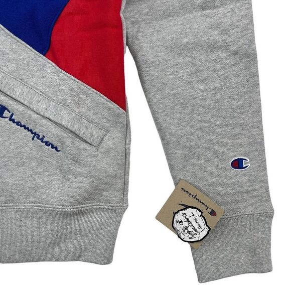 New Champion Men US XS Grey Full Zip Track Jacket Reverse Weave Colorblock  - Picture 4 of 9